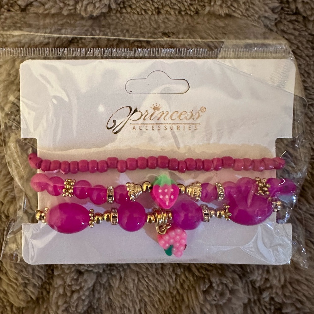 Adult Stretchy 3-piece bracelet! With fruit 🍉 charms!